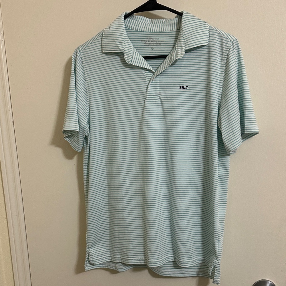 EUC Vineyard Vines Boys On the Go Sankaty Striped Short‎ Sleeve Polo XL